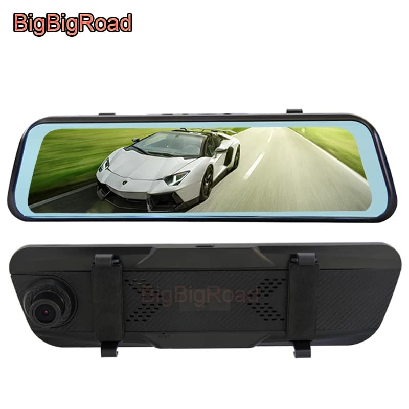 BigBigRoad Auto DVR Dash Camera IPS Stream Specchietto retrovisore per Volkswagen Sharan Amarok Routan Novo Gol Crafter Arteon California