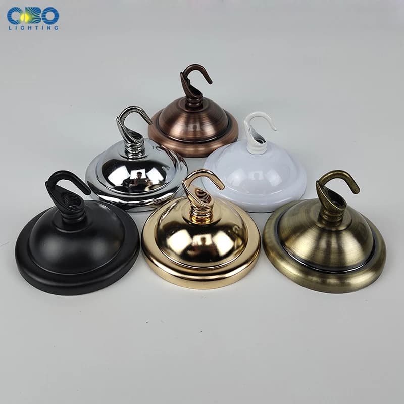 Base per piastra da soffitto Nero/Bianco/Bronzo/Oro/66mm Base per lampada a sospensione per montaggio a soffitto in ferro rotondo fai-da-te + gancio