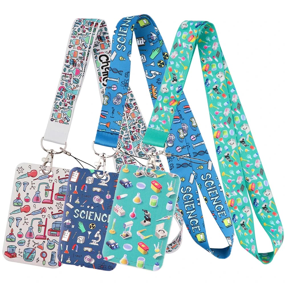 LB2766 Science Keychain Straps Rope Chemistry Neck Strap ID Card Phone Straps USB Badge Holder Lanyard Student Teacher Gift