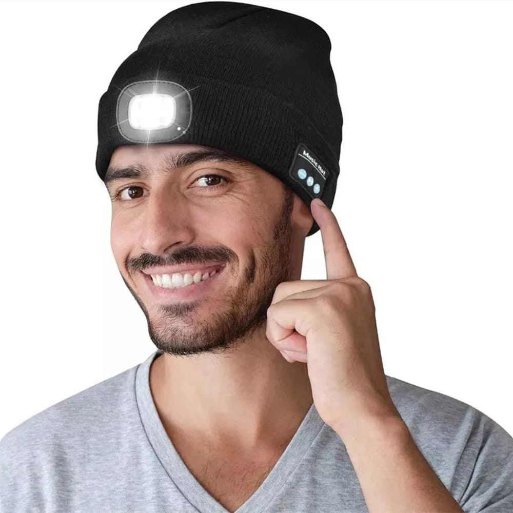 Unisex Bluetooth Headset Headphone Headphone Cap with LED Music Cap Integrated Speakers and Headphones with Mic for Trekking Sports Race