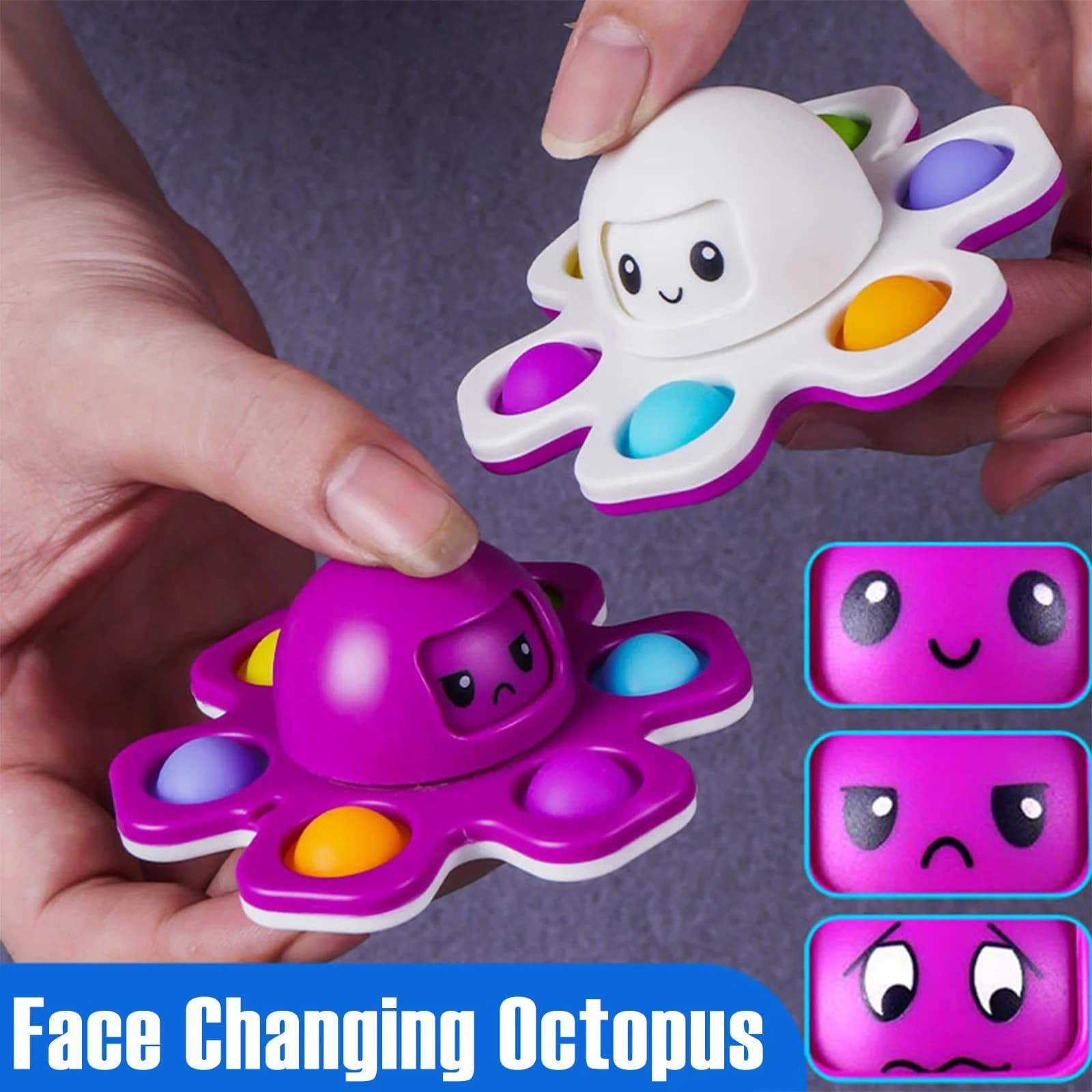 1PCS Nuovo Anti-Stress Push Bubble Fidget Spinner Giocattolo Sensoriale Che Cambia Il Viso Push popete Spiner Alleviare Lo Stress Agitarsi Giocattoli Per I Bambini