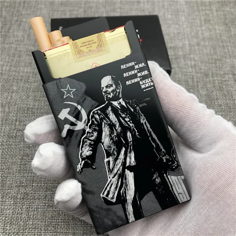 Scatole per sigarette in lega di alluminio stile russo personalizzato Lenin Scatole per sigarette incise al laser per sempre Fai da te la tua immagine