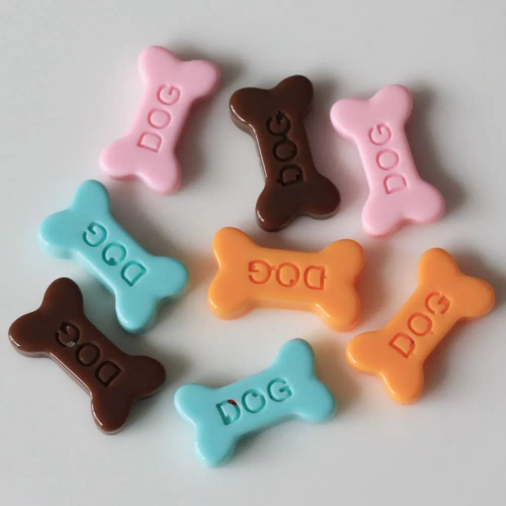 Cabochon with resin back plate for miniature food dog bone cookies Kawaii, DIY decorative crafts, scrapbooking accessories