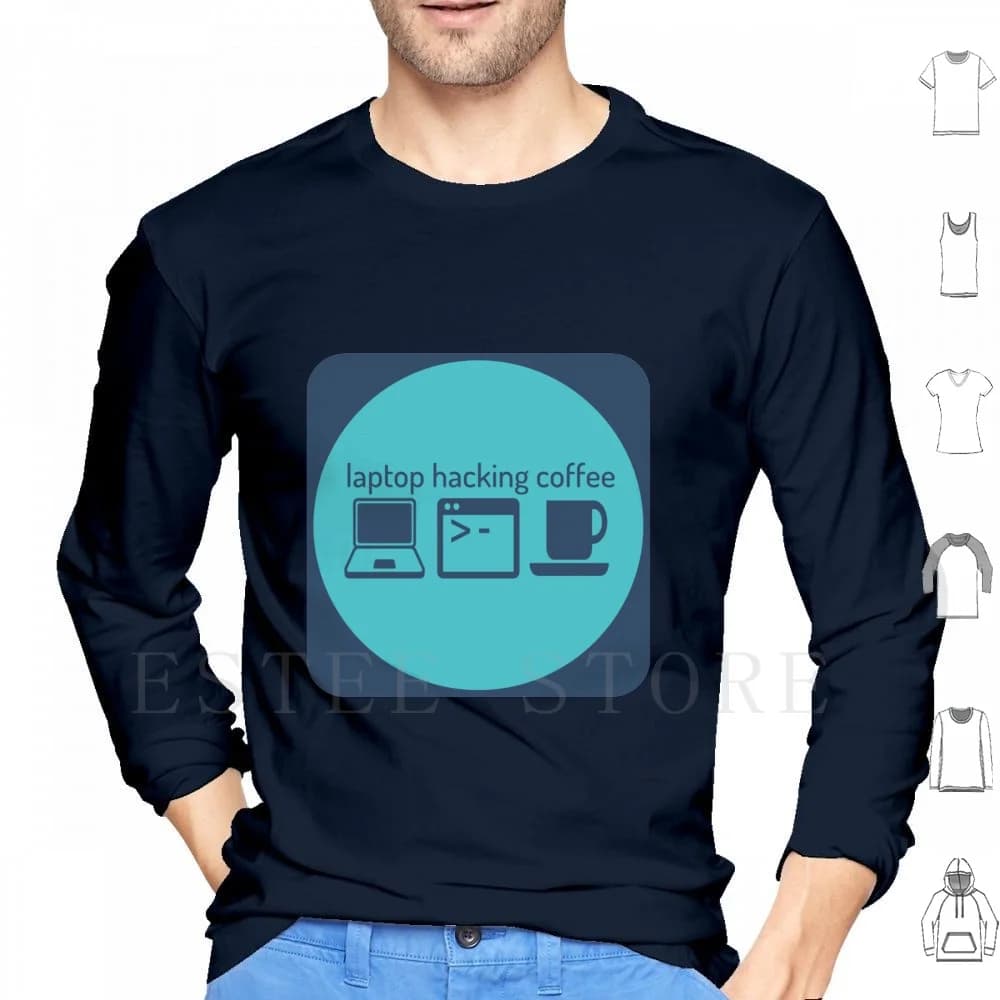 Laptop Hacking Coffee Felpe con cappuccio Manica lunga Hacker Hacker Cyber Geek Nerd Discord Coffee Computer Tech