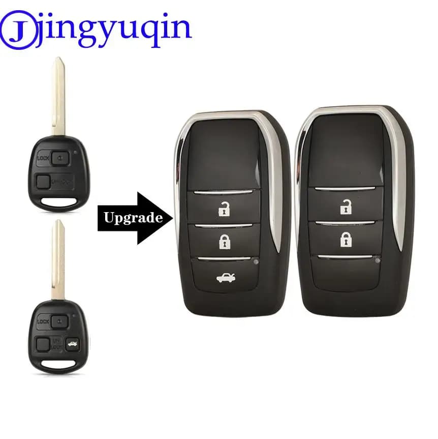 Jingyuqin Modificato Chiave A Distanza Dell'automobile Borsette Caso Per Toyota Yaris Carina Corolla Avensis Chiave Flid Pieghevole Toy47 Lama Con Logo