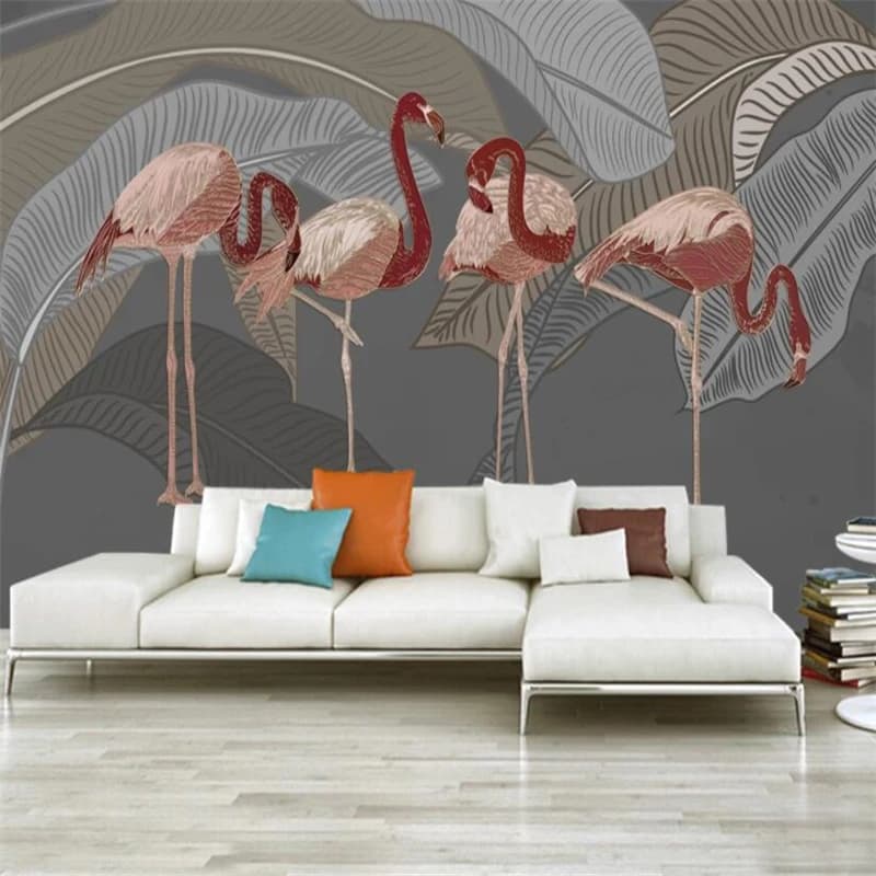 Custom 3D Pink flamingo Mural Wallpapers For Living Room Sofa TV Background Photo bird Wallpaper For Wall Covering Home Decor