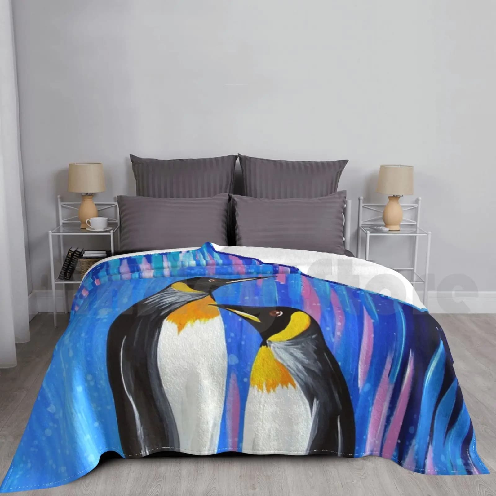 Penguins In Love Bed cover Penguins on a penguin on a penguin case for penguin Phone cover penguin