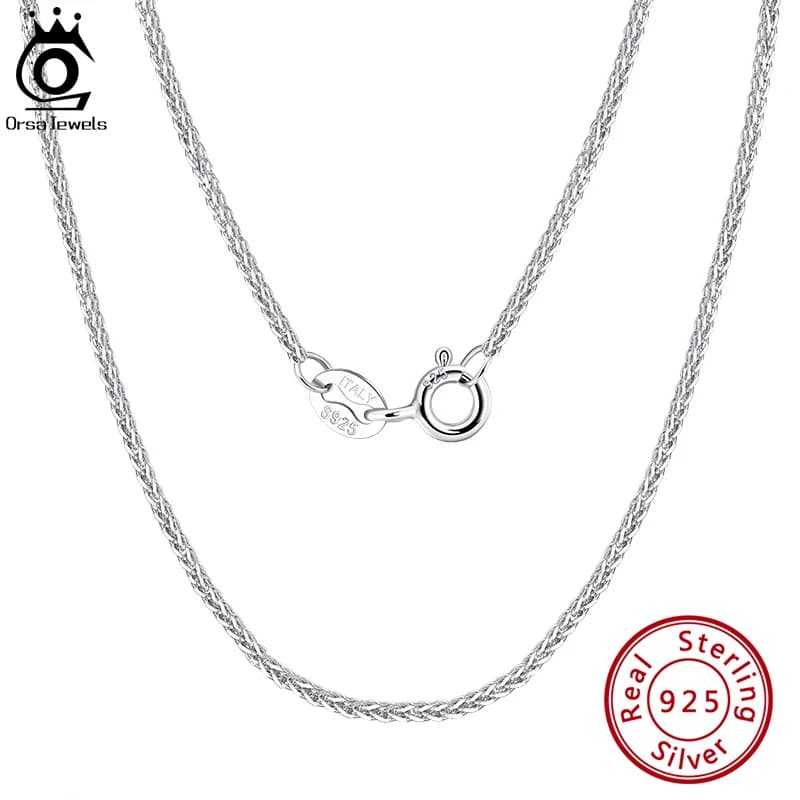 ORSA JEWELS Genuine 925 Sterling Silver Chopin Chain Necklace Minimalism Style 925 Chopin Chain 40-60cm SC53