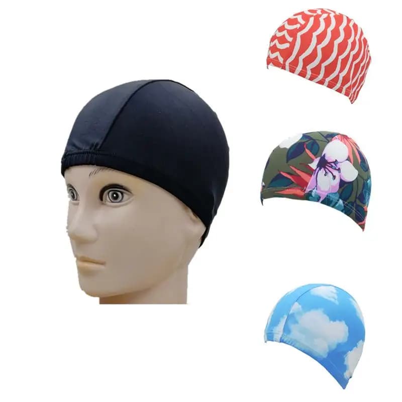 160 pieces model printing nylon swim head solid color shower hat special waterproof headgear to swim and earn only for adults