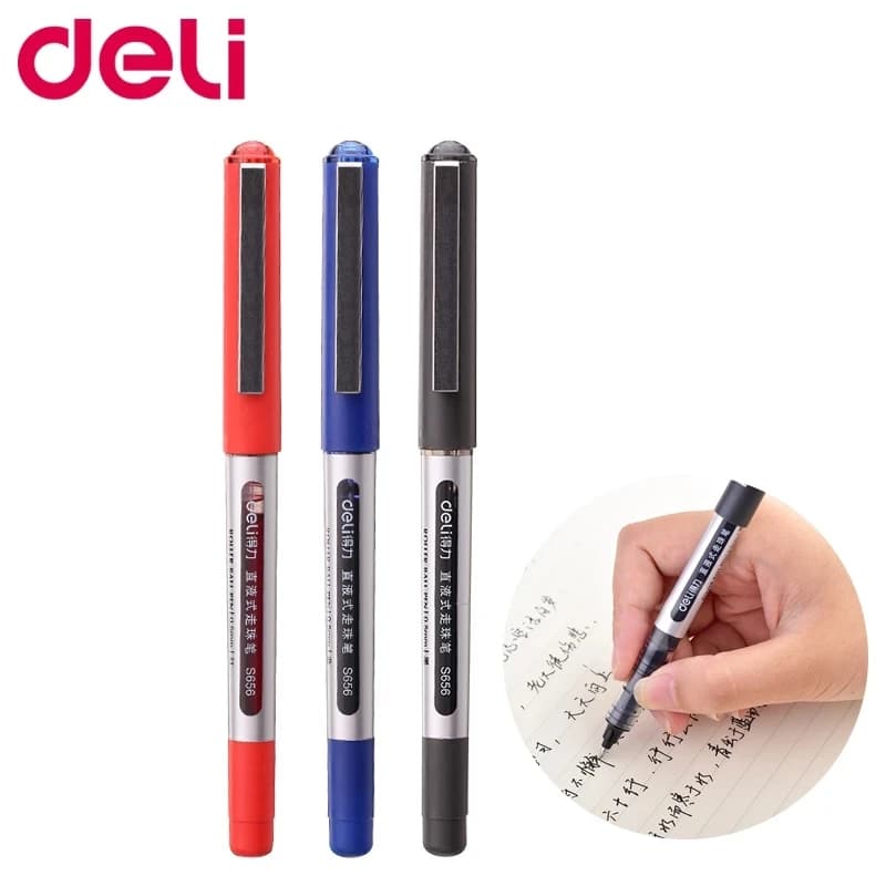 Penne Gel per segno Deli penna a sfera in carburo di tungsteno a sfera liquida diretta per scrivere articoli di cancelleria per ufficio scolastici
