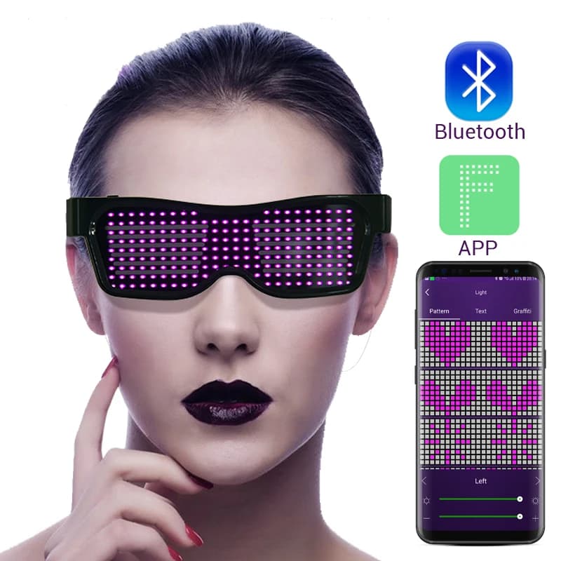 Magic Bluetooth LED Party Glasses controllo APP occhiali luminosi EMD DJ sillabe elettriche Glow Party Supplies Drop Shipping