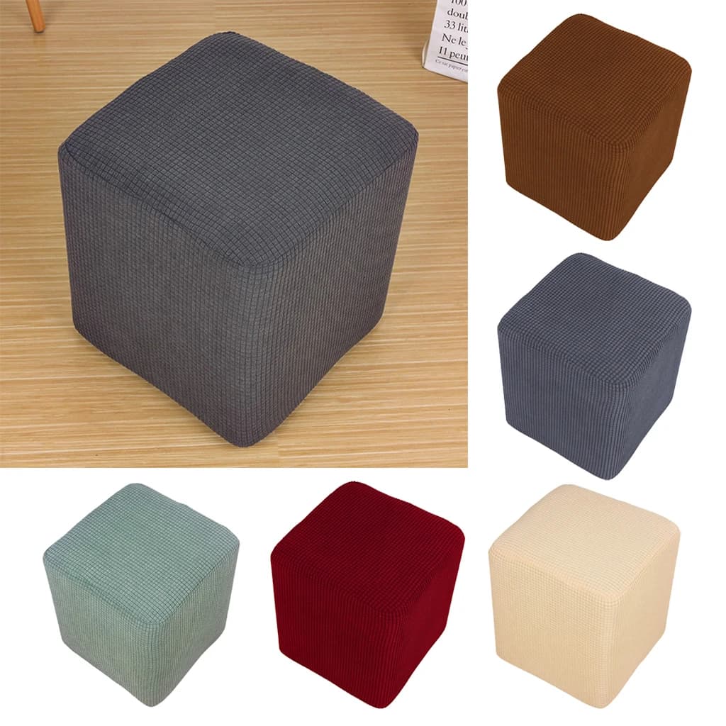 Nuovo Solid Stretch Ottoman Fodera Divano Poggiapiedi di Immagazzinaggio Della Copertura Della Protezione
