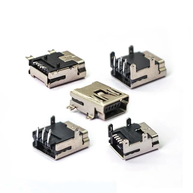 20 pz Mini USB femmina 5 Tipo Bordo Piatto SMT dip 5Pin Connettori Porta Jack Coda Presa Spina Terminali Per Samsung Huawei mobile