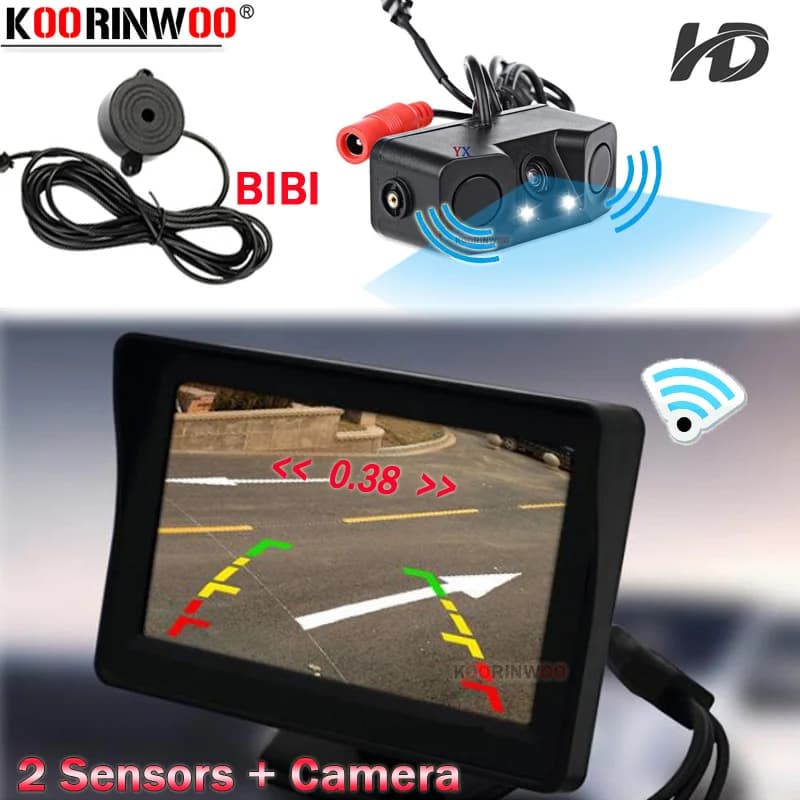 Koorinwoo Smart Parking System CCD 2.4G Sensors + Starlight Camera with Cicaline Screen Safety Camera Parktronic Retrovisor
