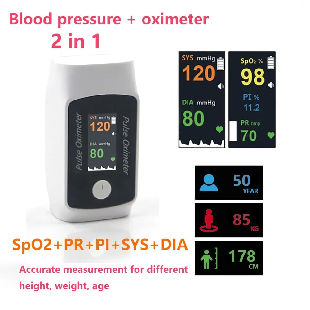 New Smart Oximeter Muslimspo2 PR PI SYS DIA Pulsossimeter from finger pulsossimeter blood pressure meter