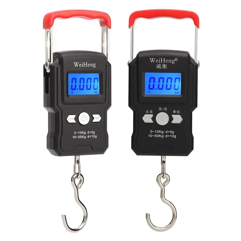 50Kg/5g LCD Elettronico Portatile Bilancia Digitale Gancio Appeso Pesca Viaggio Doppia Precisione Bagagli Bilancia