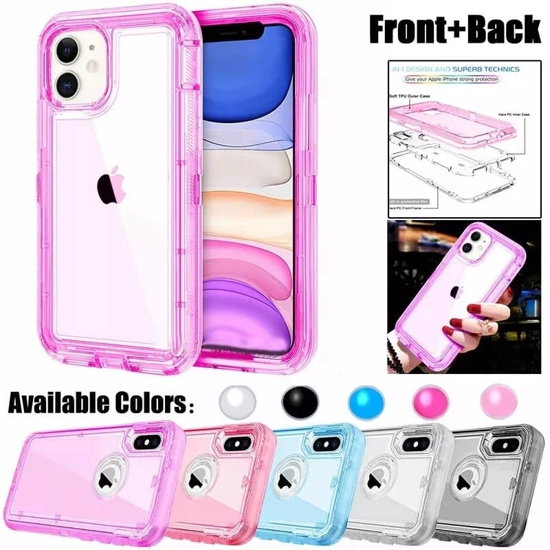 Custodia antipolvere ibrida resistente per iPhone 16 15 13 11 12 14 Pro Max XSMAX XR XS SE 6 7 8 Plus Cover armatura antiurto trasparente