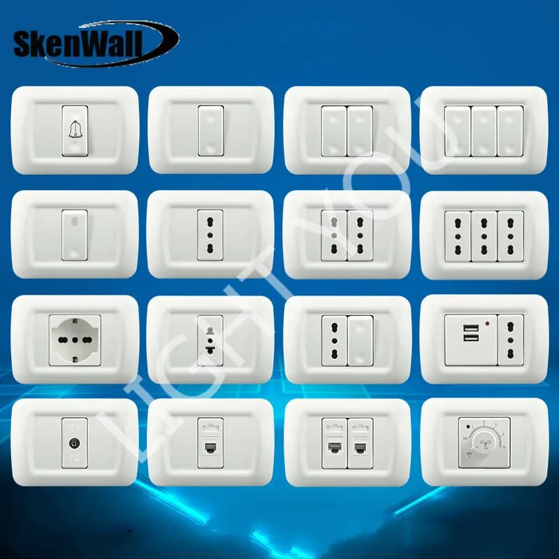118 Type PC Panel Italian Standard Israeli Wall Switch Concealed Italian Standard Power Socket with USB
