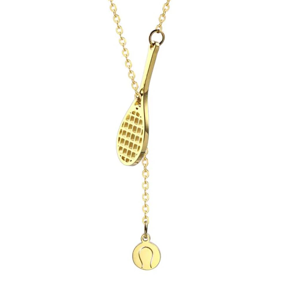 Collana da tennis Collana a Y Catena Racchetta da tennis e ciondolo con pallina Battito cardiaco Gioielli sportivi Regali da tennis Amante