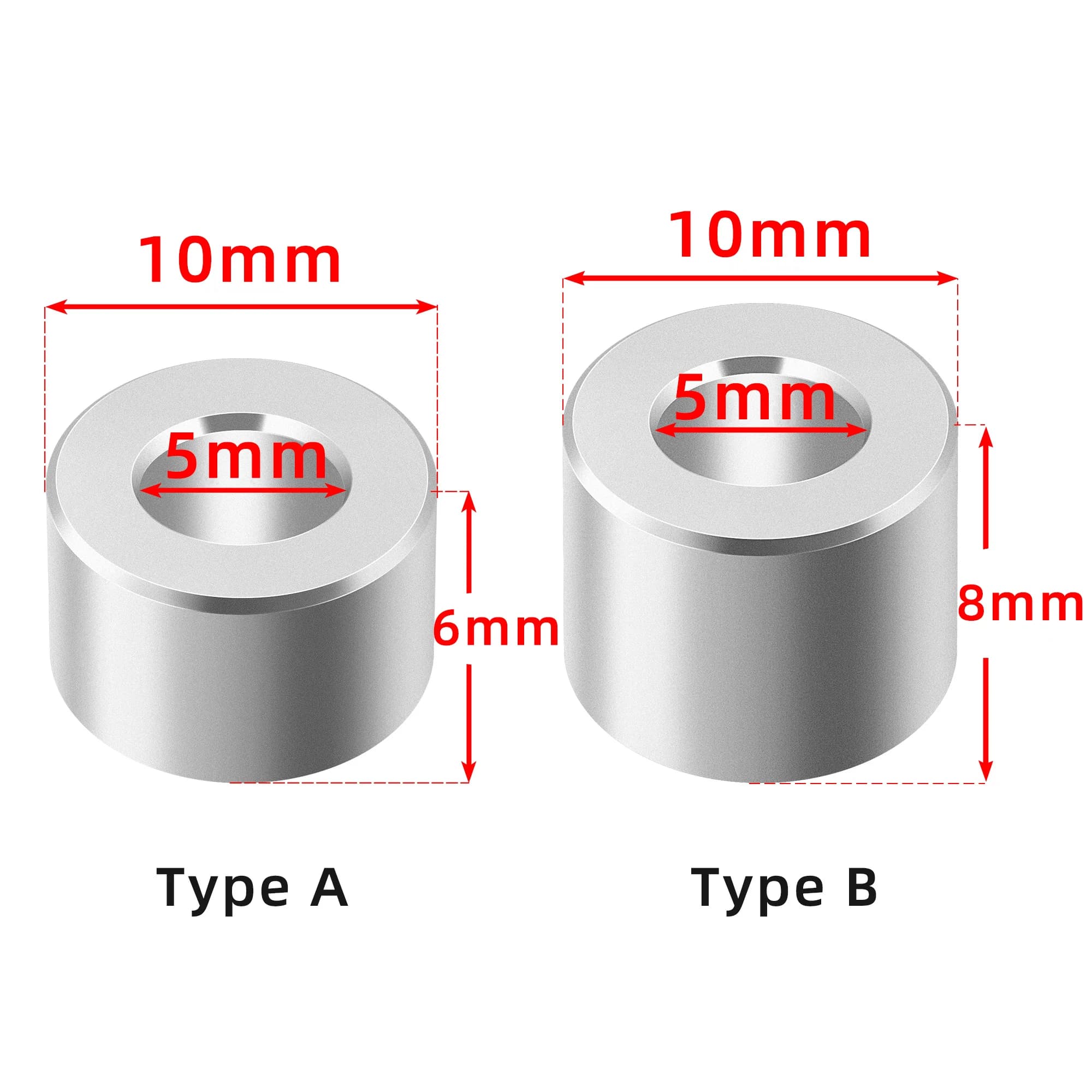 10/20pcs V-Slot Insulation Column 3D Printer Parts Openbuilds Aluminum Spacer Quarantine Hole 5MM Height 6/8mm For 3D Pulley