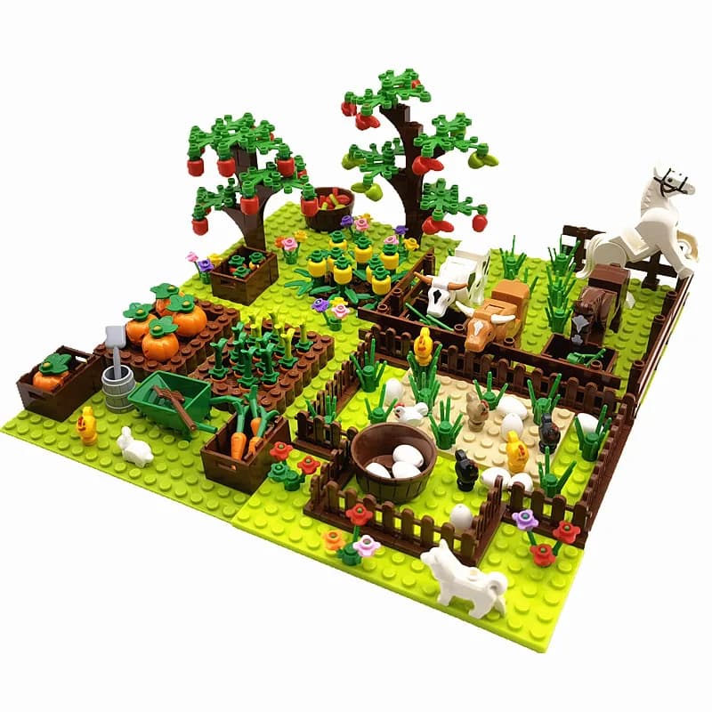 Animali da fattoria alberi piante Building Blocks per bambini MOC compatibile Classic Bricks Toys for Children Juguetes Bloques Base Plate