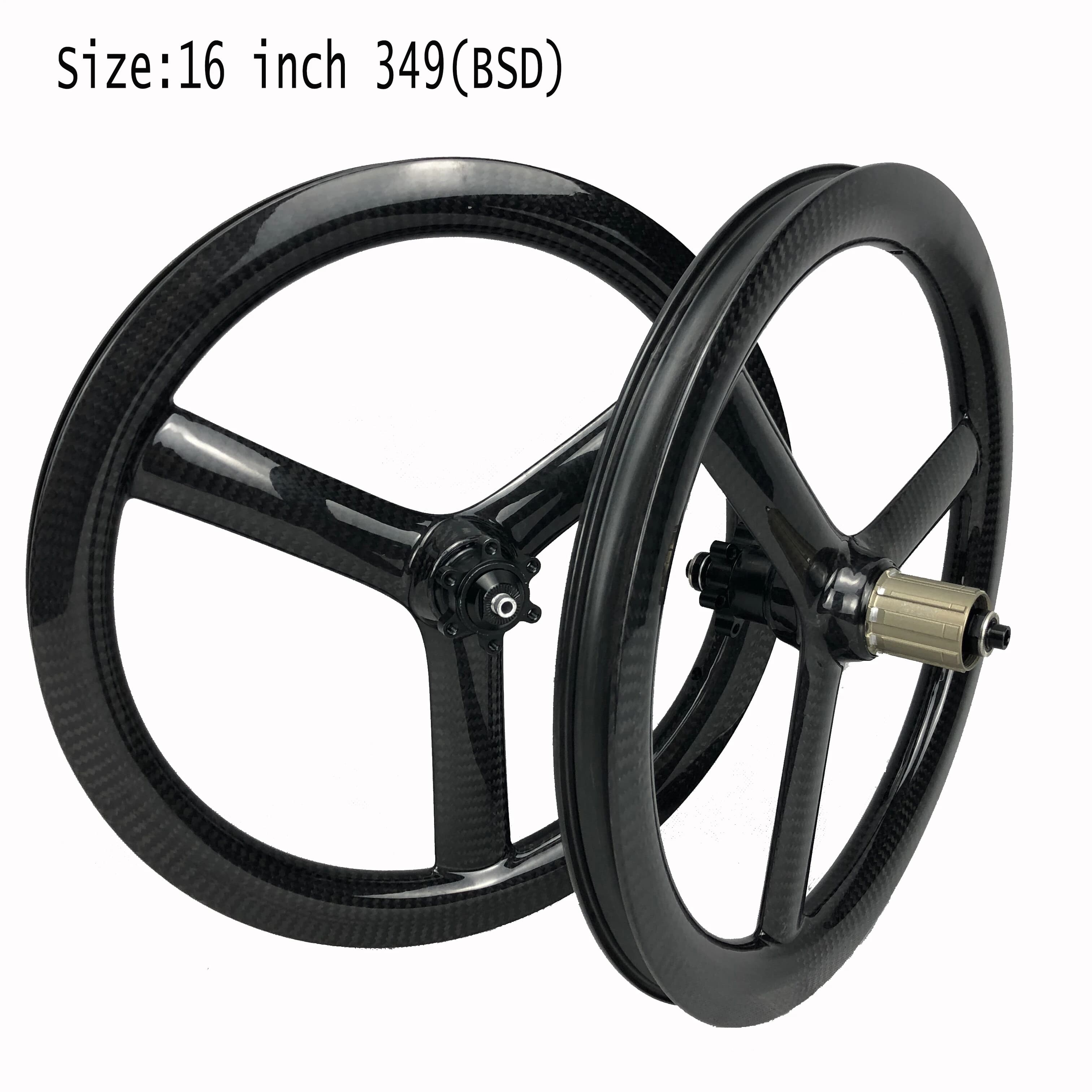 349 MIN Small Carbon Tri Spoke Wheel 16Er Wheelset Disc/V Brake Both Available Fit For BMX Folding DIY Bicycle Ride Fan Hot Sell
