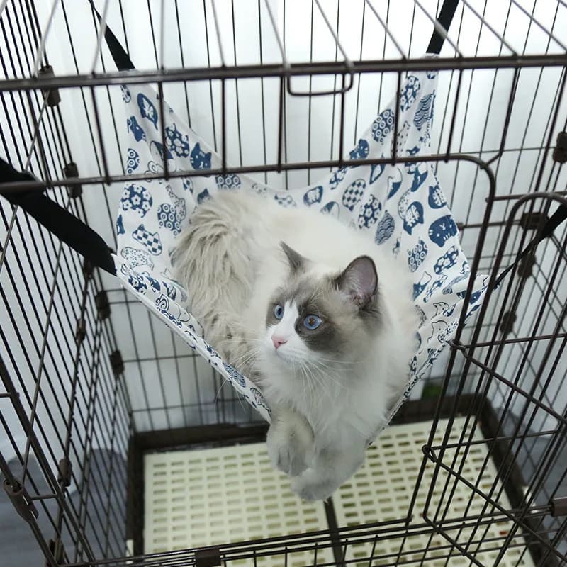 Amaca per gabbia per gatti in tela, sacco a pelo per animali in flanella, altalena regolabile su entrambi i lati disponibile, amaca per animali domestici con nido sospeso