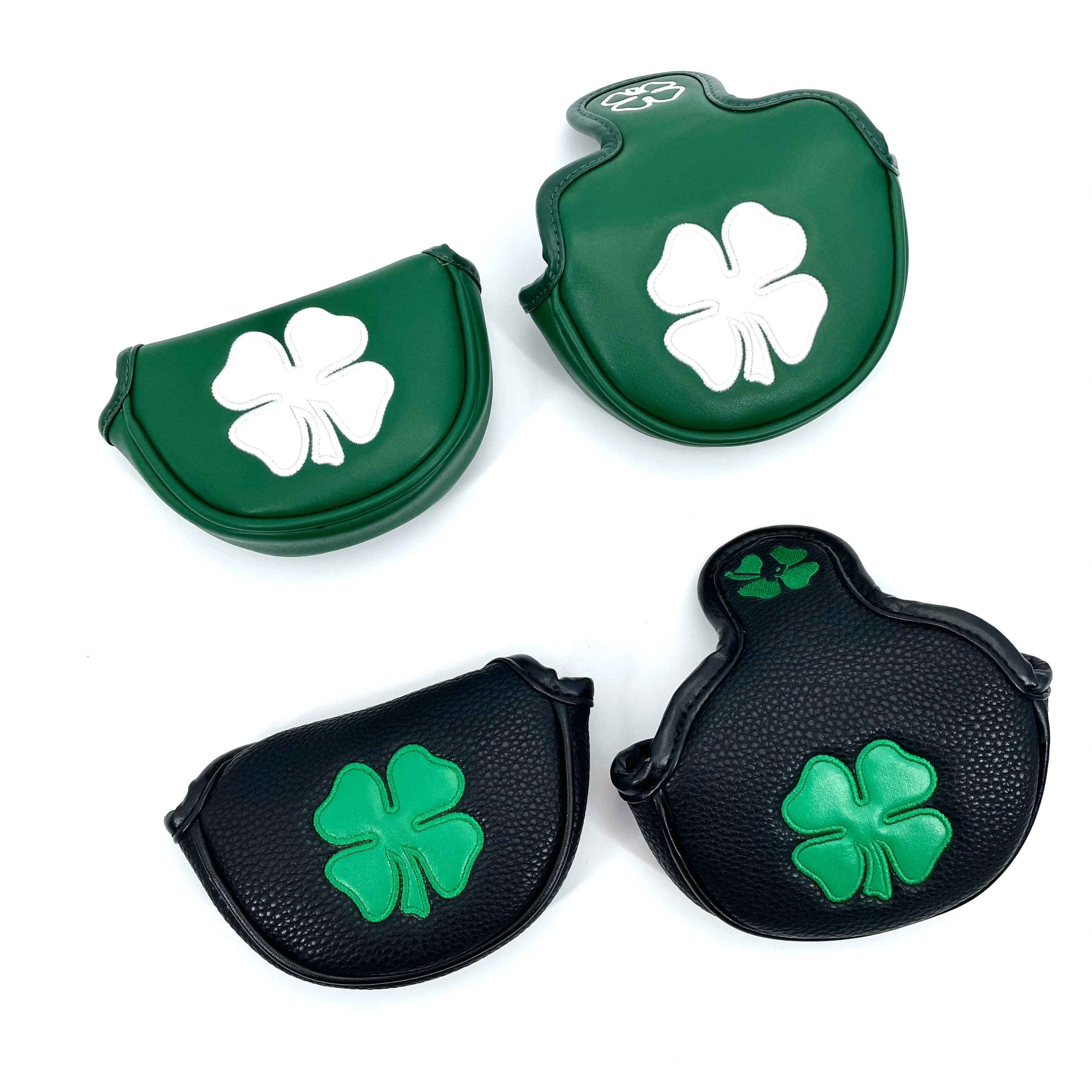1pc Clover Four Leaf Clover Pattern Golf Putter Cover in pelle PU Golf Mid Mallet Putter Club Head Cover con chiusura magnetica