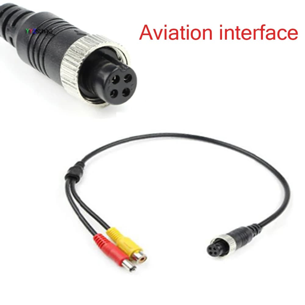 Cavo video per auto 4PIN per telecamera posteriore per auto Testa aeronautica a RCA femmina DC maschio Collegare monitor per auto DVD Assistenza al parcheggio