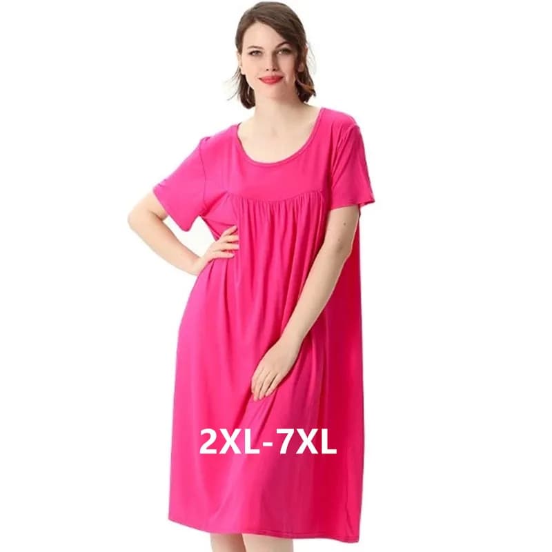 Abito estivo femminile nuovo Plus Size camicia da notte da notte allentata camicia da notte in cotone confortevole camicia da notte a maniche corte da donna 2XL-7XL