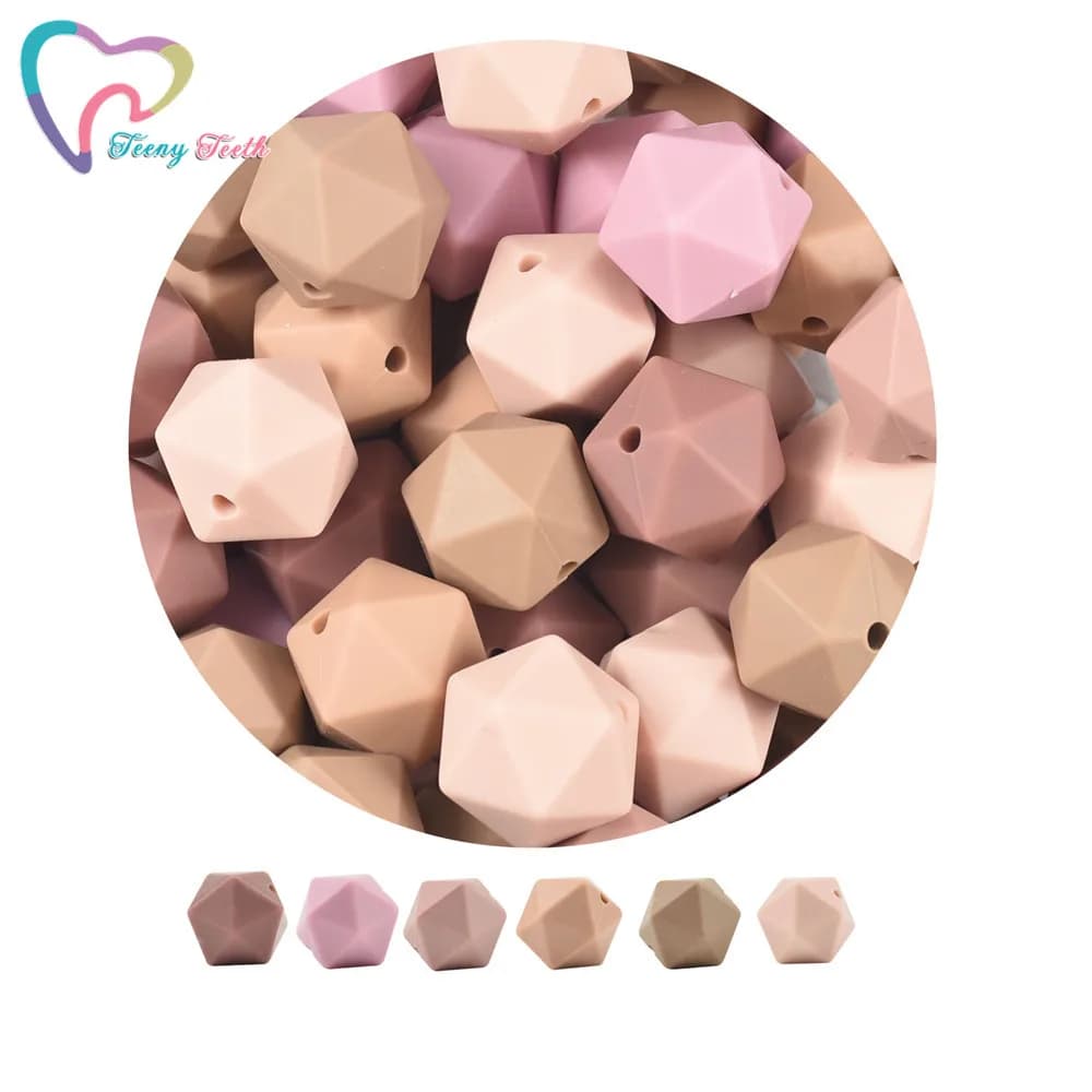 15 PZ MIX 4 Colori 14 MM Icosahedro Perline Food Grade BPA Libero Silicone Dentizione Collana di Allattamento Ciuccio Perline