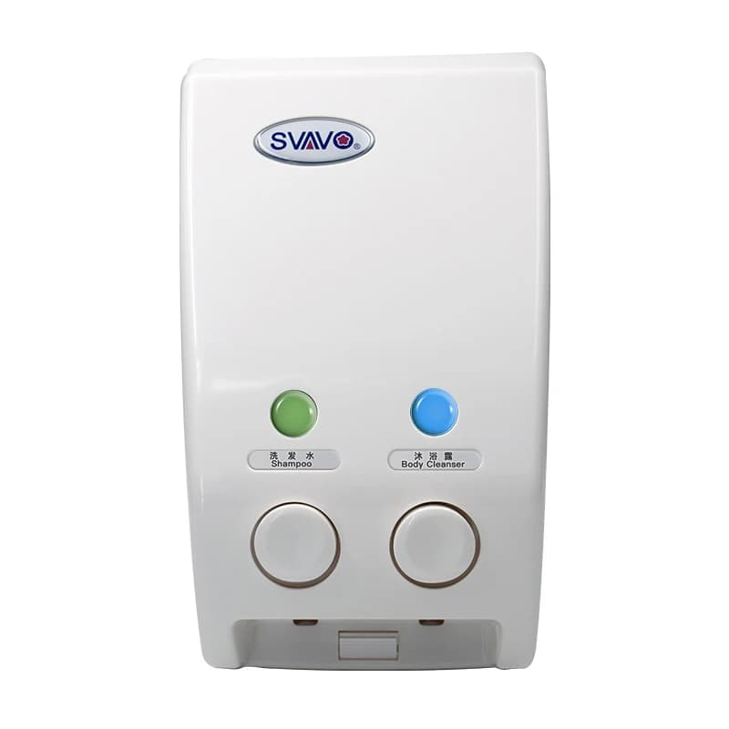SVAVO Dispenser manuale di sapone liquido a doppia testa montato a parete, semplice e conveniente per il bagno dell'hotel, ecc.