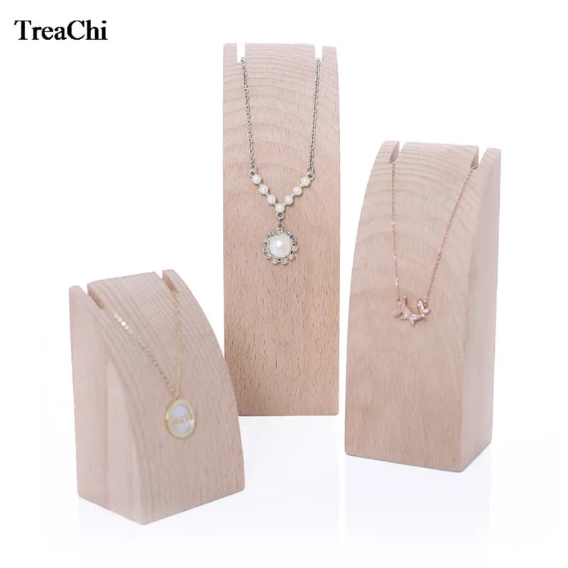 Solid Wood Jewelry Display - Necklace & Earring Holder, Hanging Pendant Stand, Bracelet/Watch Organizer, Window Showcase