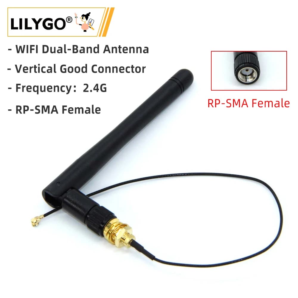 LILYGO® TTGO Connettore verticale del Router 2.4 MM IPX IPXE di Pin del modulo senza fili dell'antenna 109G 2dbi di dual-banda di TTGO WIFI buon connettore