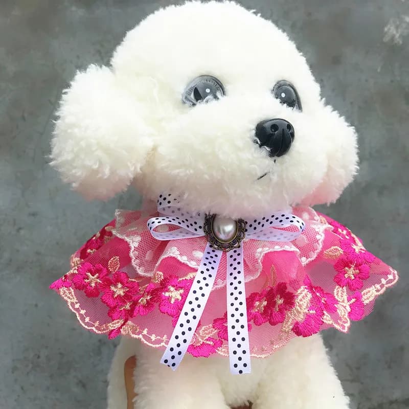 Bavaglini in pizzo per cani, sciarpa, collare, collana, gatto, realizzato a mano, ghirlanda per animali domestici, accessori per copricapo di fiori artificiali per gatti