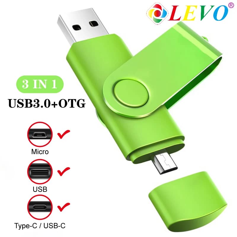 Chiavetta USB OTG 3 in 1 Chiavetta USB 3.0, tipo C e micro USB da 256 GB 128 GB 64 GB 32 GB Chiavetta USB Pendrive