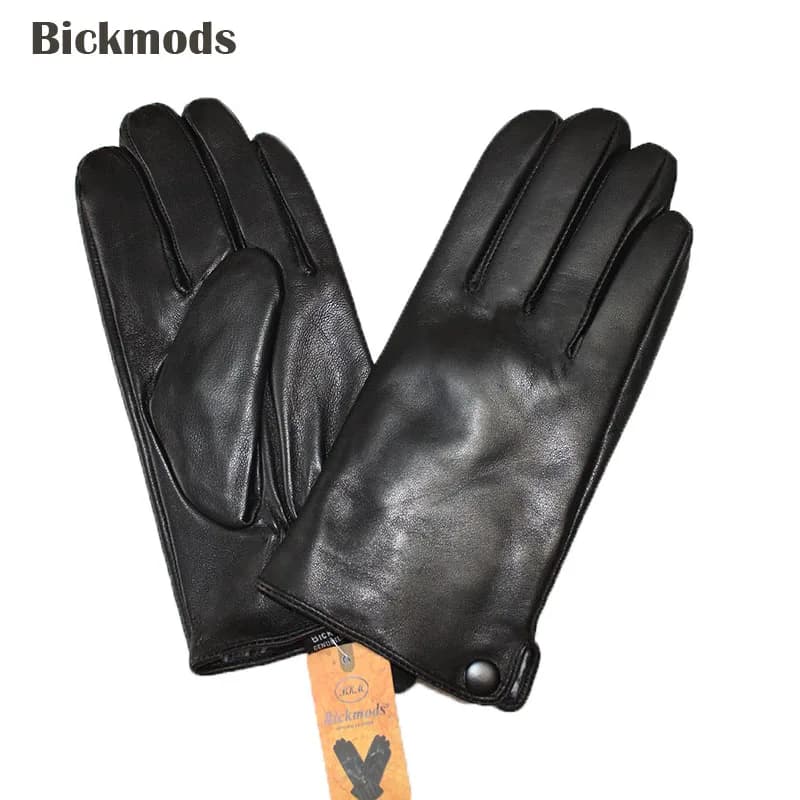 Men's leather sheepskin gloves winter thickened heat imitation liner rabbit fur wind and cold outdoor cycling guide