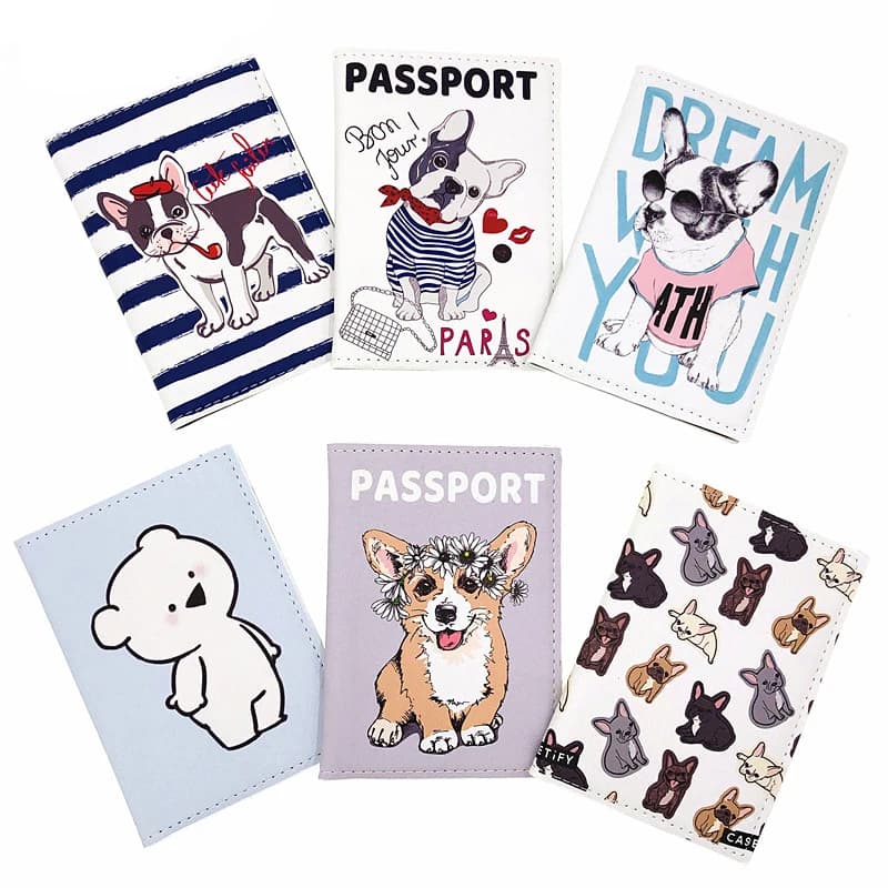 Nuova copertina per passaporto da donna Nuovo simpatico cartone animato Portafoglio per passaporto per cani Accessori da viaggio ID Borsa per carte di credito Porta passaporto in pelle PU