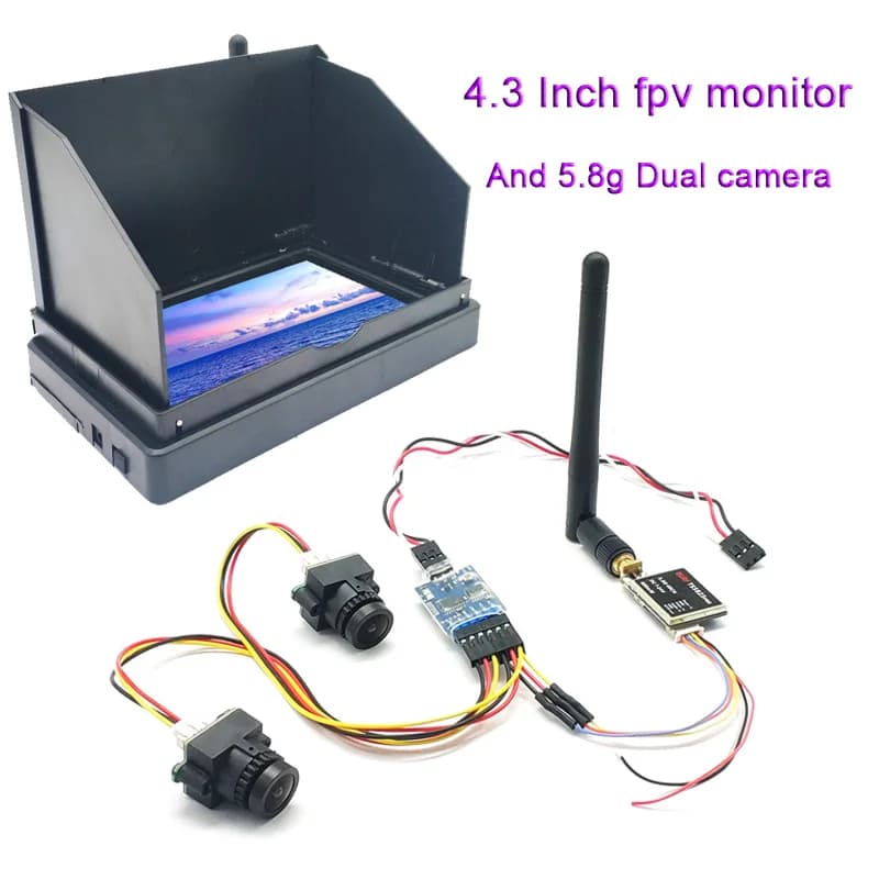 5.8G 48CH Monitor FPV da 4.3 pollici 480 * 272px e doppia videocamera a 3 canali FPV 5.8G 600mW trasmettitore Video per RC Car RC plane