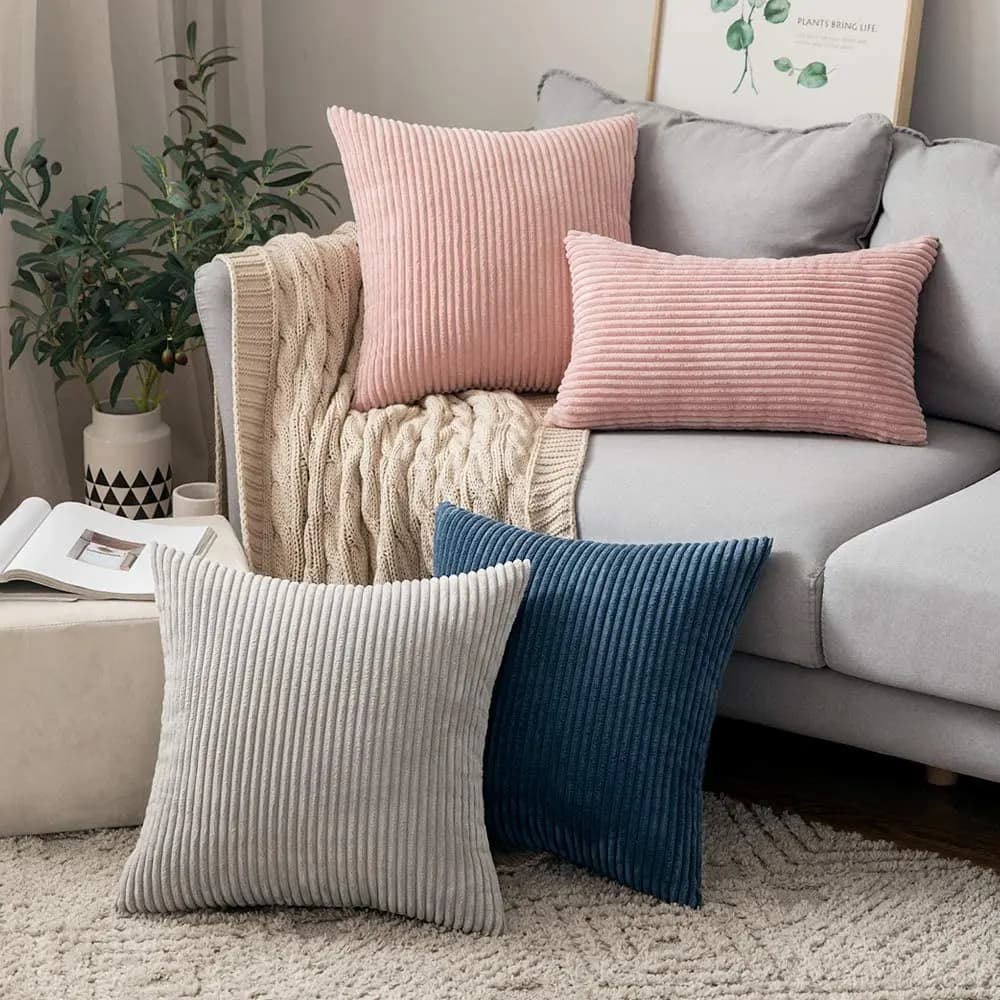 Supersoft Coastal Velvet Pillow Covers Large pillowcase Supersoft Covers Nordic Striped Decorative Pillow for Sofa Bed Bedroom Home Decoration