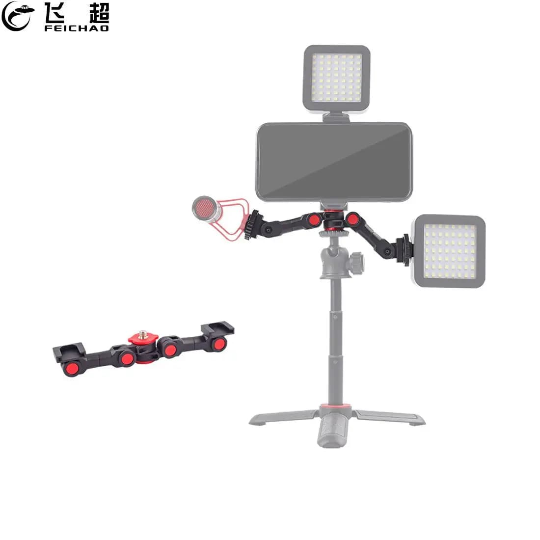 Magic brace for tripods with double attachment for cold sled articulated by 1/4 ''vite DSLR adapter for mounting on Monitor for LED light camcorder Mic