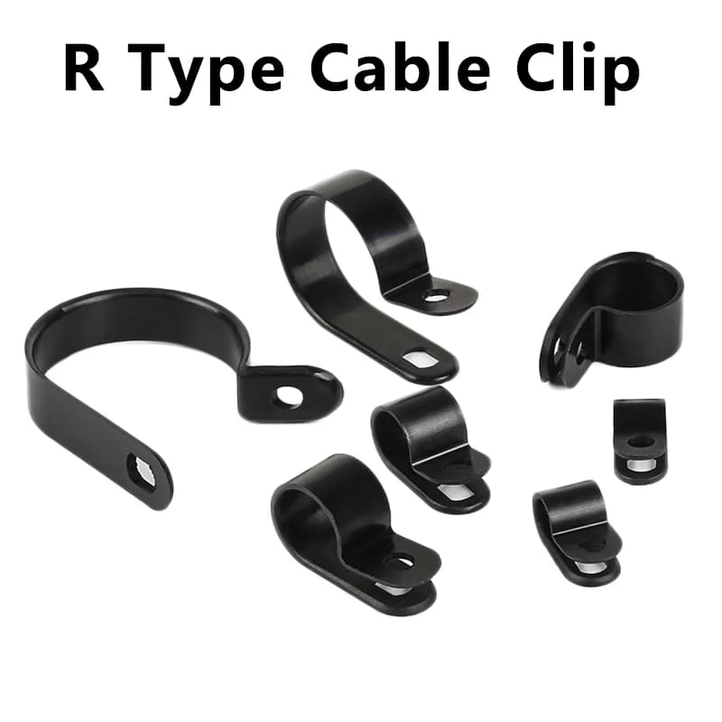 100PCS Addensare Plastica Nylon Tipo R Morsetto per cavi Isolamento fisso Clip per cavi Gestione cavi Clip di fissaggio per cavi Supporto per fascette