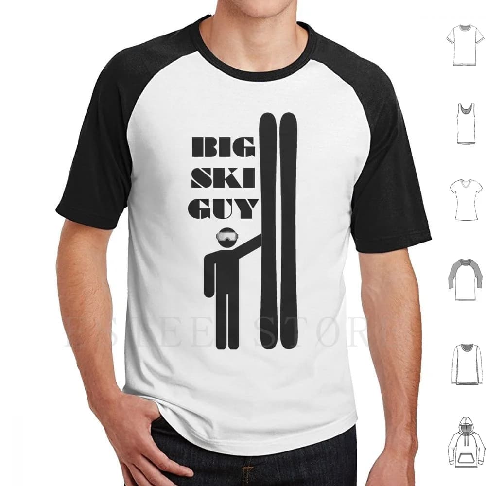 Big Ski Guy T Shirt Uomo Cotone 6xl Sci Snowboard Pattinaggio su ghiaccio Inverno Neve fredda Okemo Killington Sunapee Vermont Jay Park