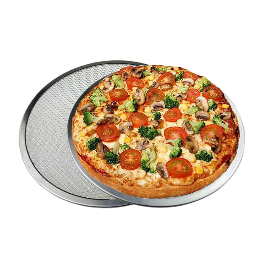 2PCS 6//7/8/9/11/15 pollici Riutilizzo Maglia di alluminio antiaderente Pizza Schermo Pasta Teglia di cottura Rete metallica Bakeware Utensili da cucina