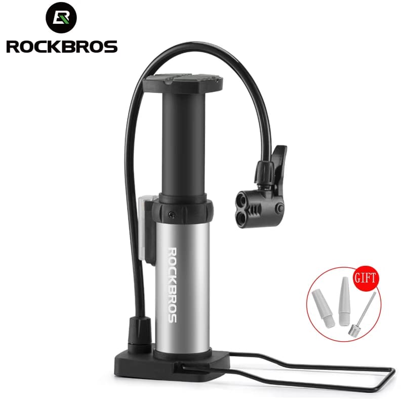 ROCKBROS Pompa da bicicletta Mini pompa a mano portatile Pompa di aria da ciclismo Pompa da bici MTB Pompa da mountain bike 100PSI Gonfiatore Piede Bomba