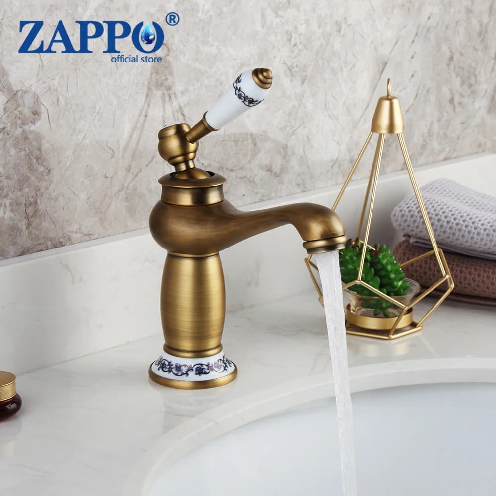 Zapo ottone antico lavabo lavabo rubinetto flusso beccuccio rubinetto rubinetto miscelatore acqua calda e fredda lavabo rubinetto Russia Stock