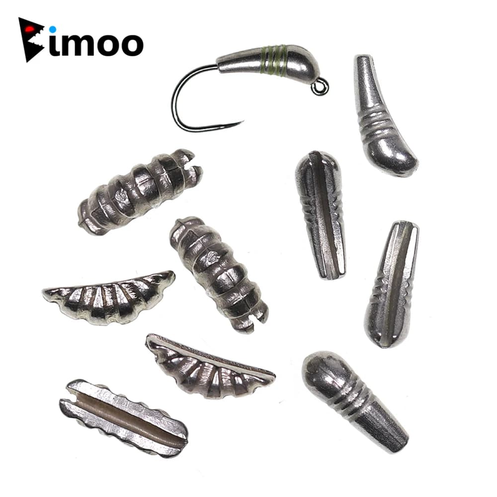 Bimoo 50 pcs XS SML Fishing Shrimps Weighted Ninfa Body Fast Jig Hook Back Beads Scud Shell Fly Tying Material