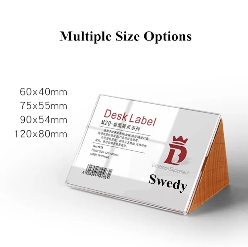 Supporto per cartello in acrilico da 120x80 mm, espositore da tavolo, menu, portacarte di carta, etichetta del prezzo in legno, supporto per carta