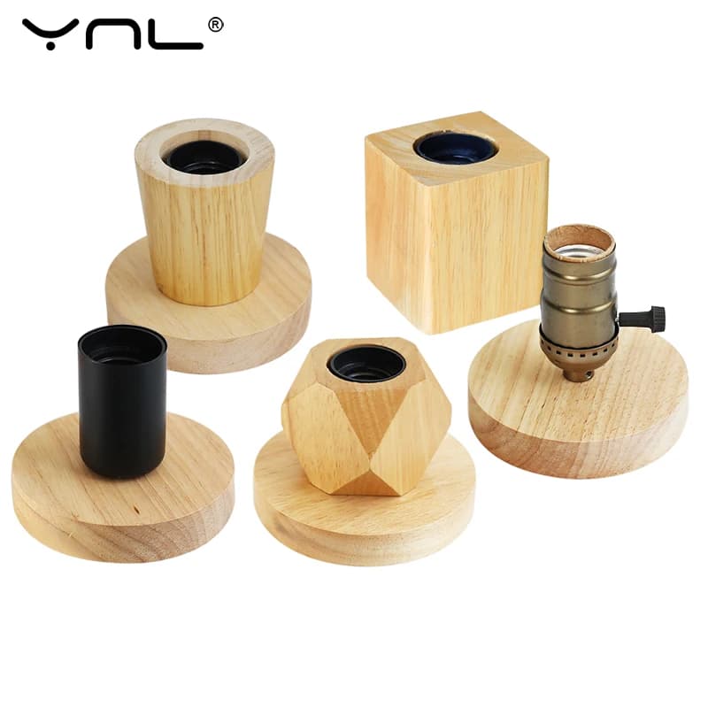 Modern Retro Wooden Table Lamp Polyhedral Desk Lamp E27 European Spina Living Room Bedroom Bedside Lamp Decor Table Lamp with wooden base