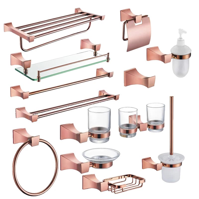 Portarotolo quadrato appendiabiti portasciugamani anello portasapone portasapone porta scopino bicchiere accessori da bagno in oro rosa
